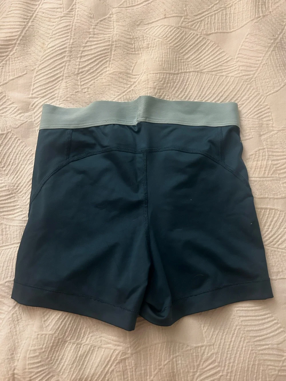 Nike Pro Dri Fit Teal Compression Shorts with Light Aqua Waistband